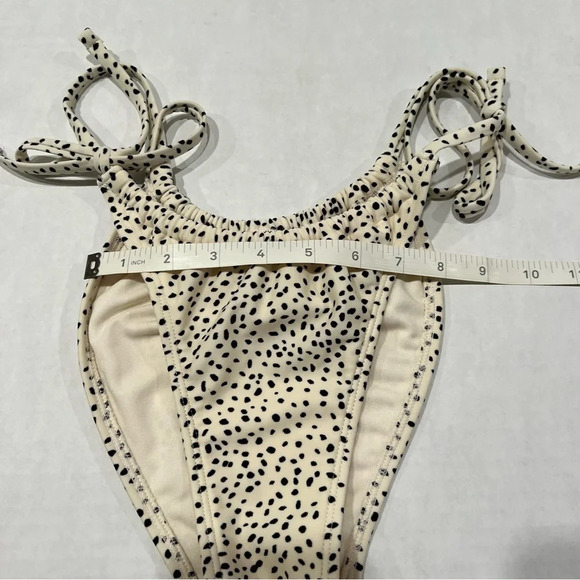 Xhilaration String Bikini Bottom Cream Black Dots Micro Animal Print Size Medium - Picture 3 of 7